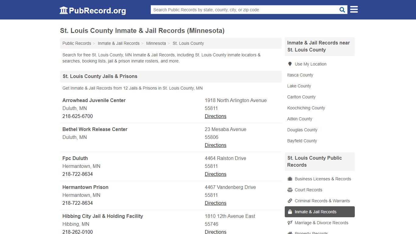 Free St. Louis County Inmate & Jail Records (Minnesota ...